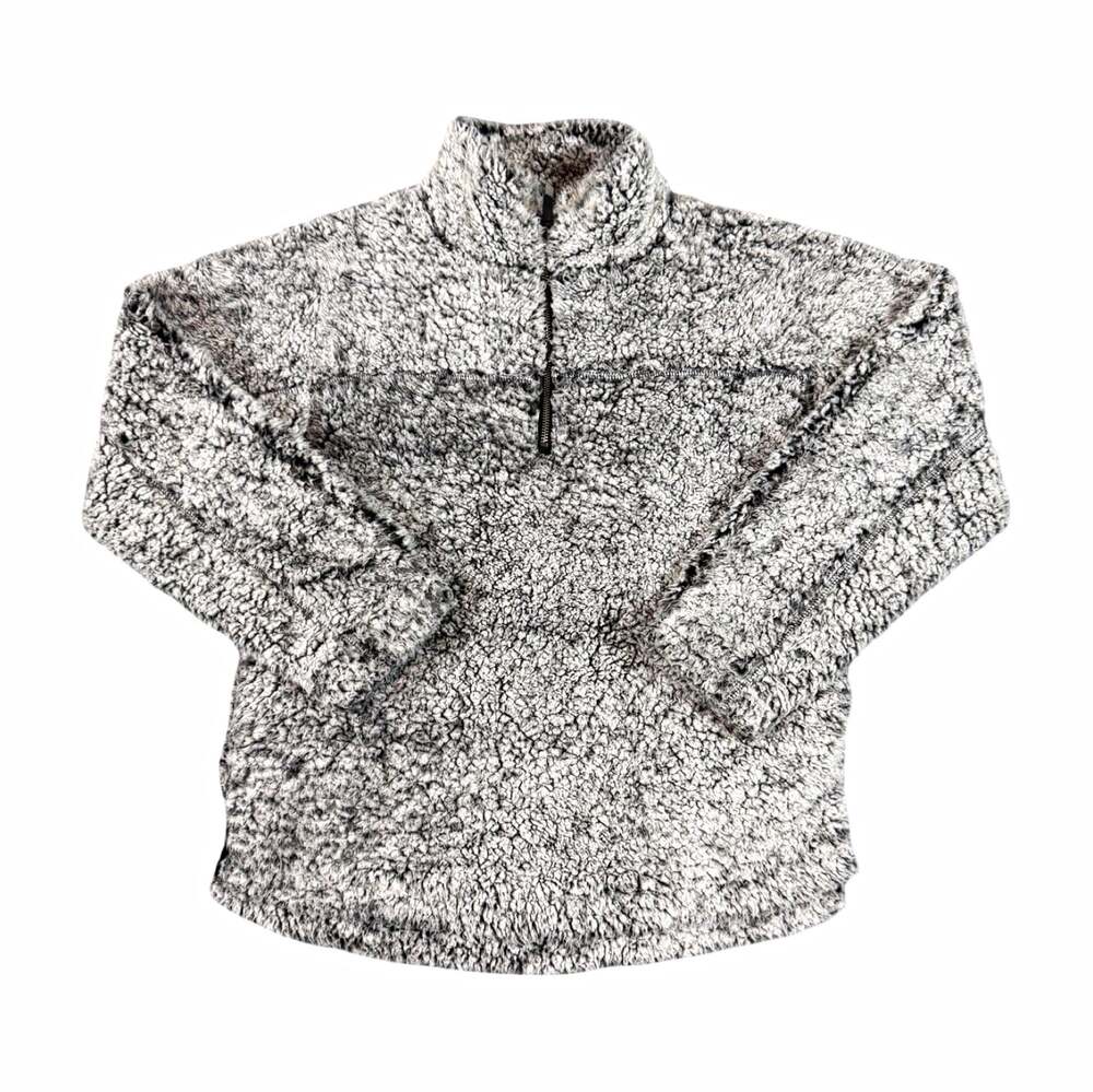 Elodie Women’s Gray Sherpa 1/4 Zip Pullover Jacket Pockets Size Small